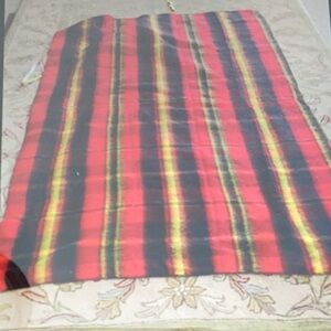 🐑 RED, YELLOW & BLACK ACRYLIC VINTAGE TARTAN PLAID LAP THROW Blanket EPLVC